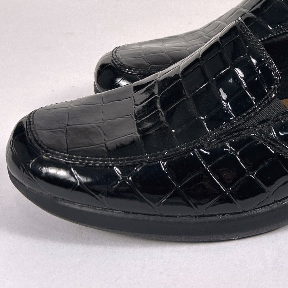 Clarks Gael Bobtail Loafers Black Croc Patent Comfort Slip-On Size 11 - Picture 4 of 13